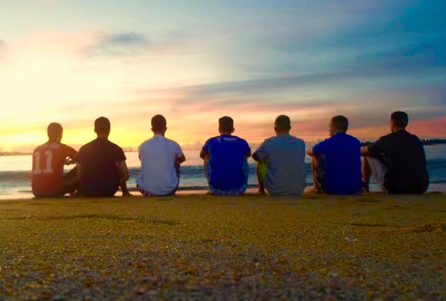 group watching sunrise